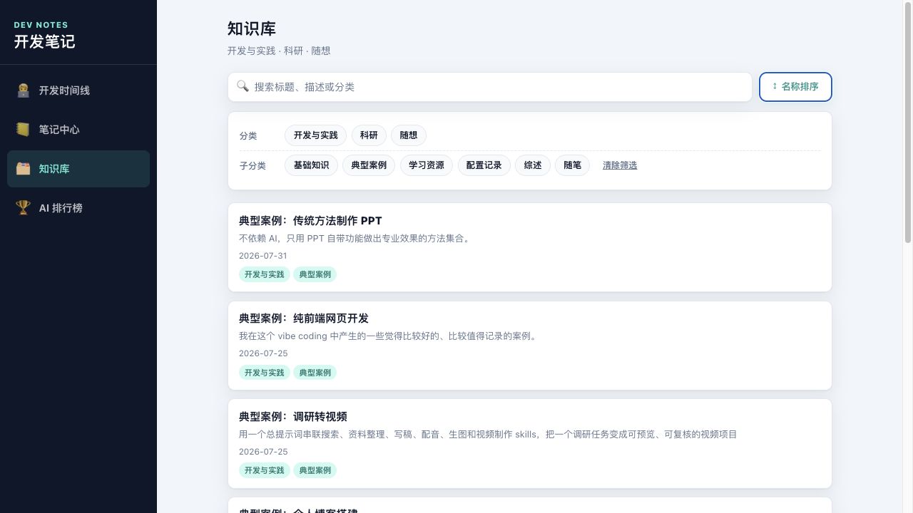 知识库切换名称排序后的列表